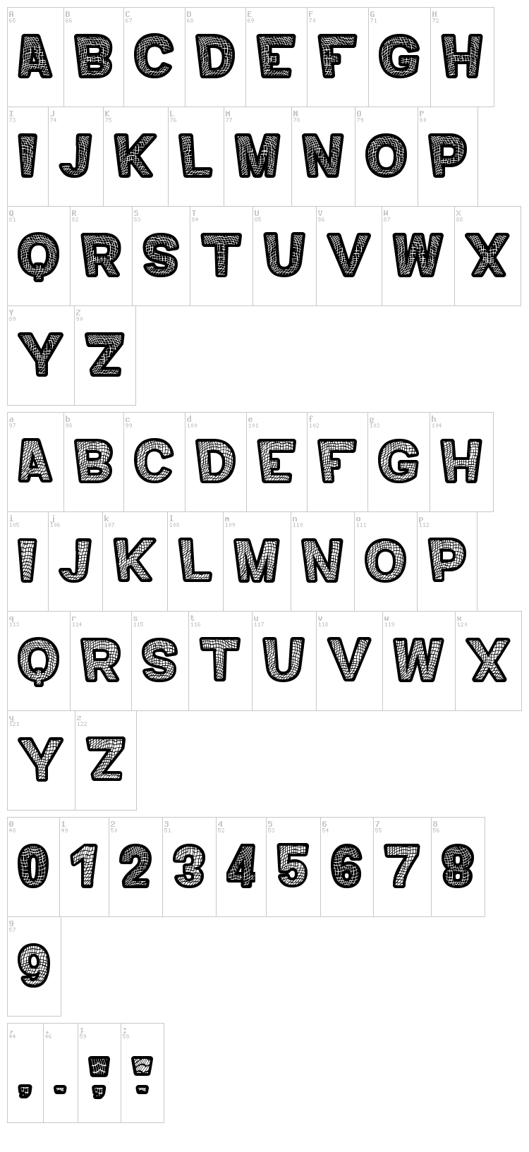 Mero Ornad TFB font map